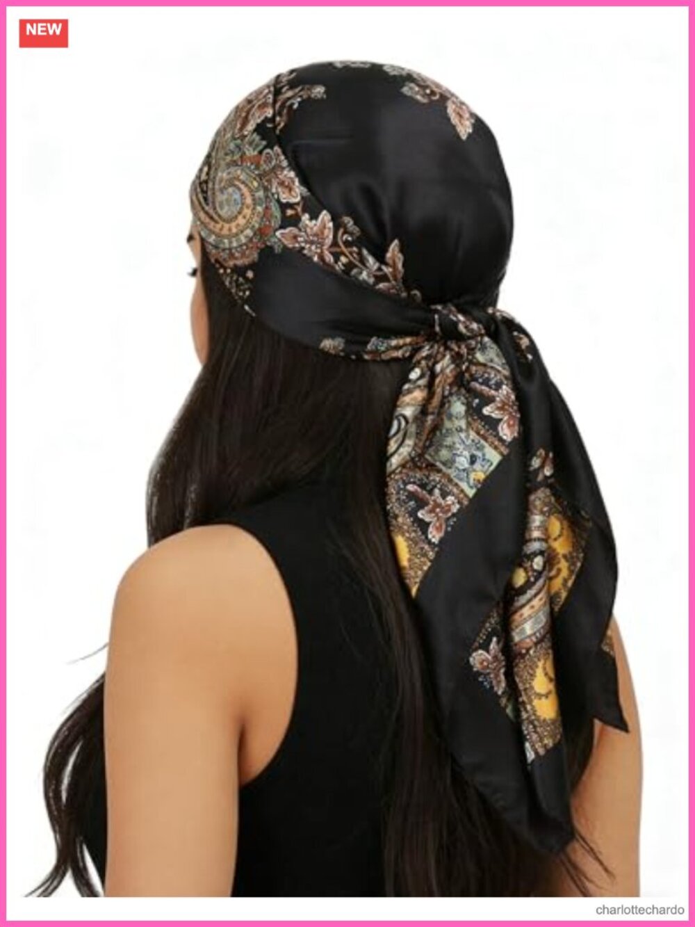 Polyester Satin Square Hair Scarf Neck Wrap Boho Print 35 Inch